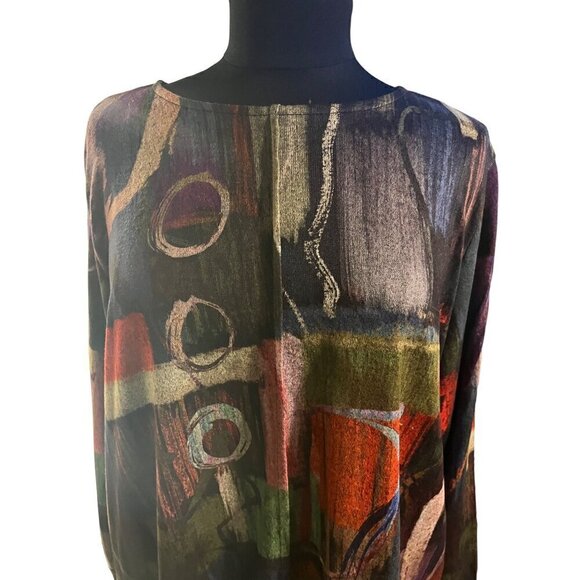 NWT Jess and jane SCOOPNECK SOFT DOLMAN SLEEVE MULTICOLORED BLOUSE - Picture 3 of 12